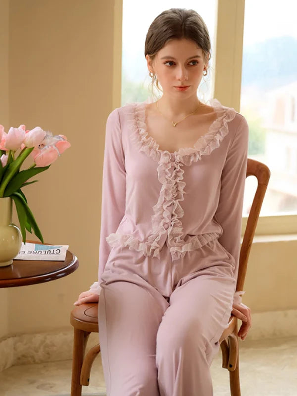 Soft Pink Purple Princess Frill Pajama