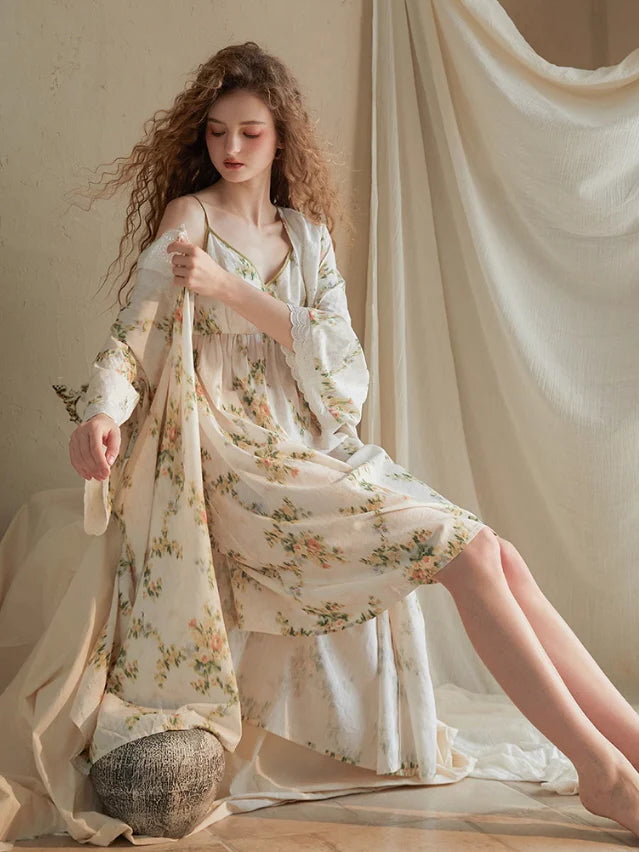 Ethereal Blossom Cotton Nightgown Set