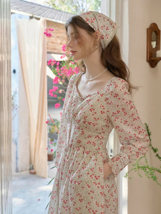 Spring Dream Floral Shirred Waist Dress