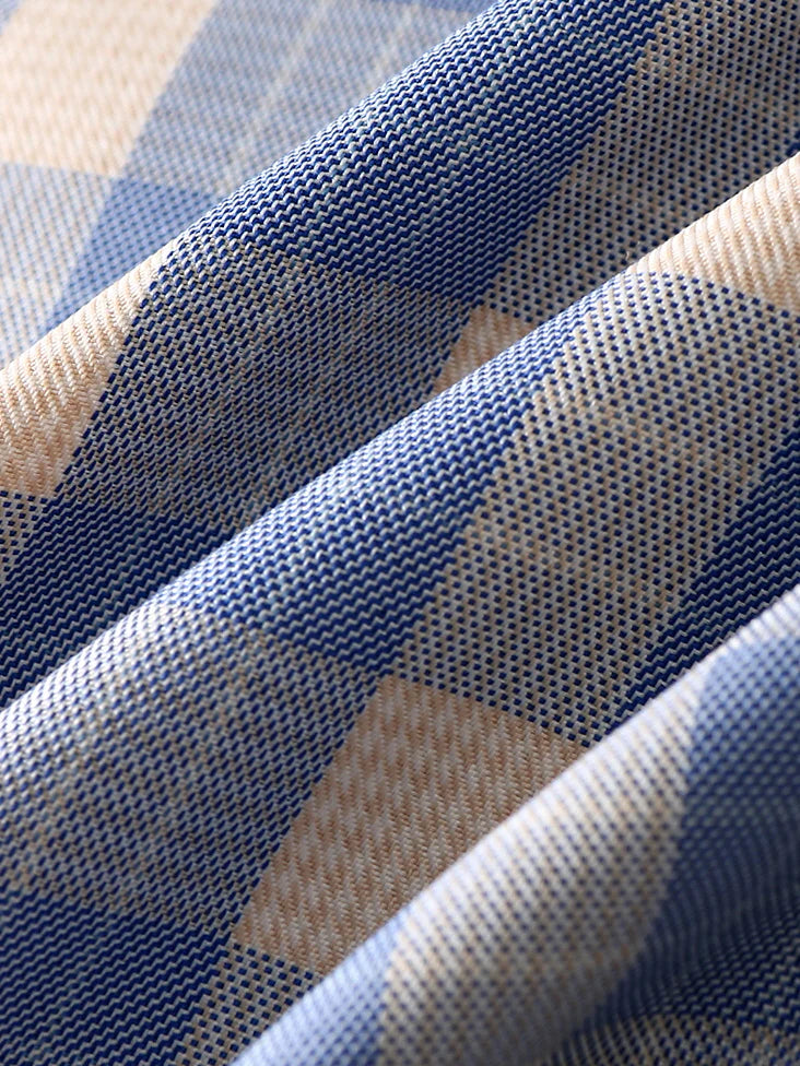 Vintage Blue Plaid Lace Trim Dress