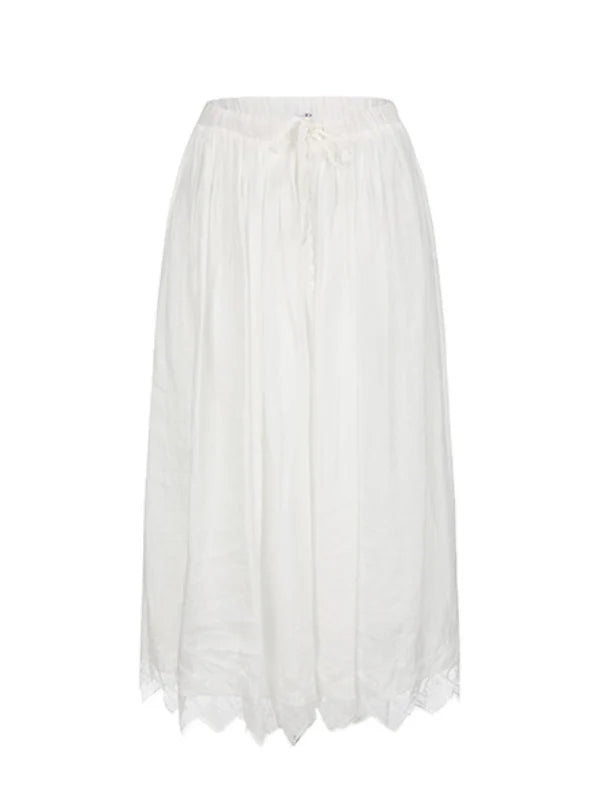 Pure White Lace Flare Skirt