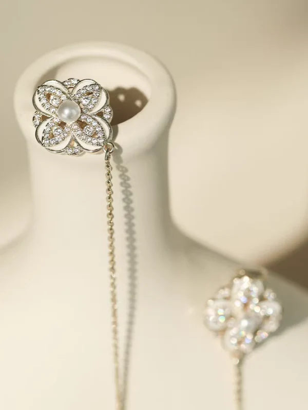 Gray Drop Pearl Surgical Earrings