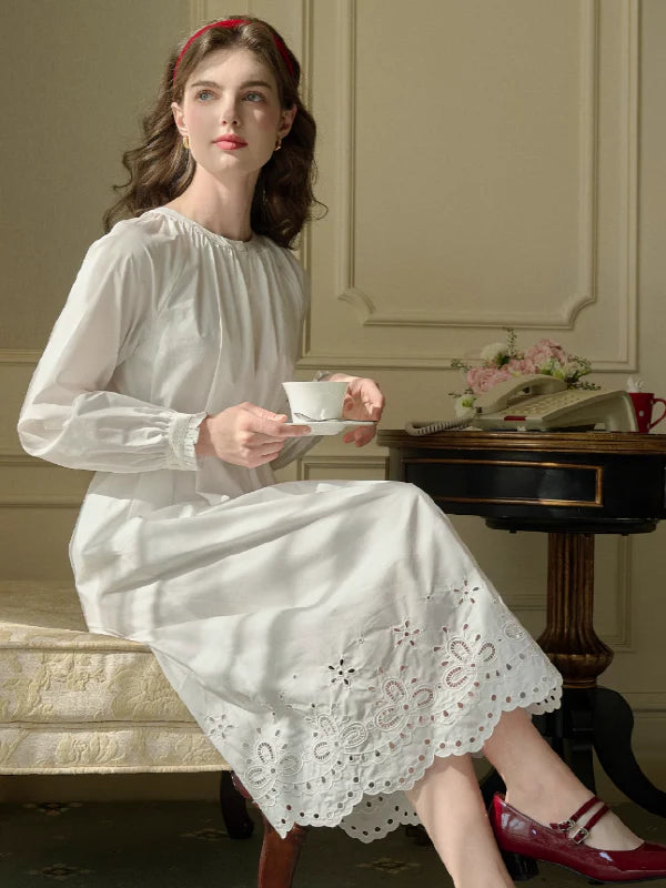Cotton Bloom Embroidered Dress