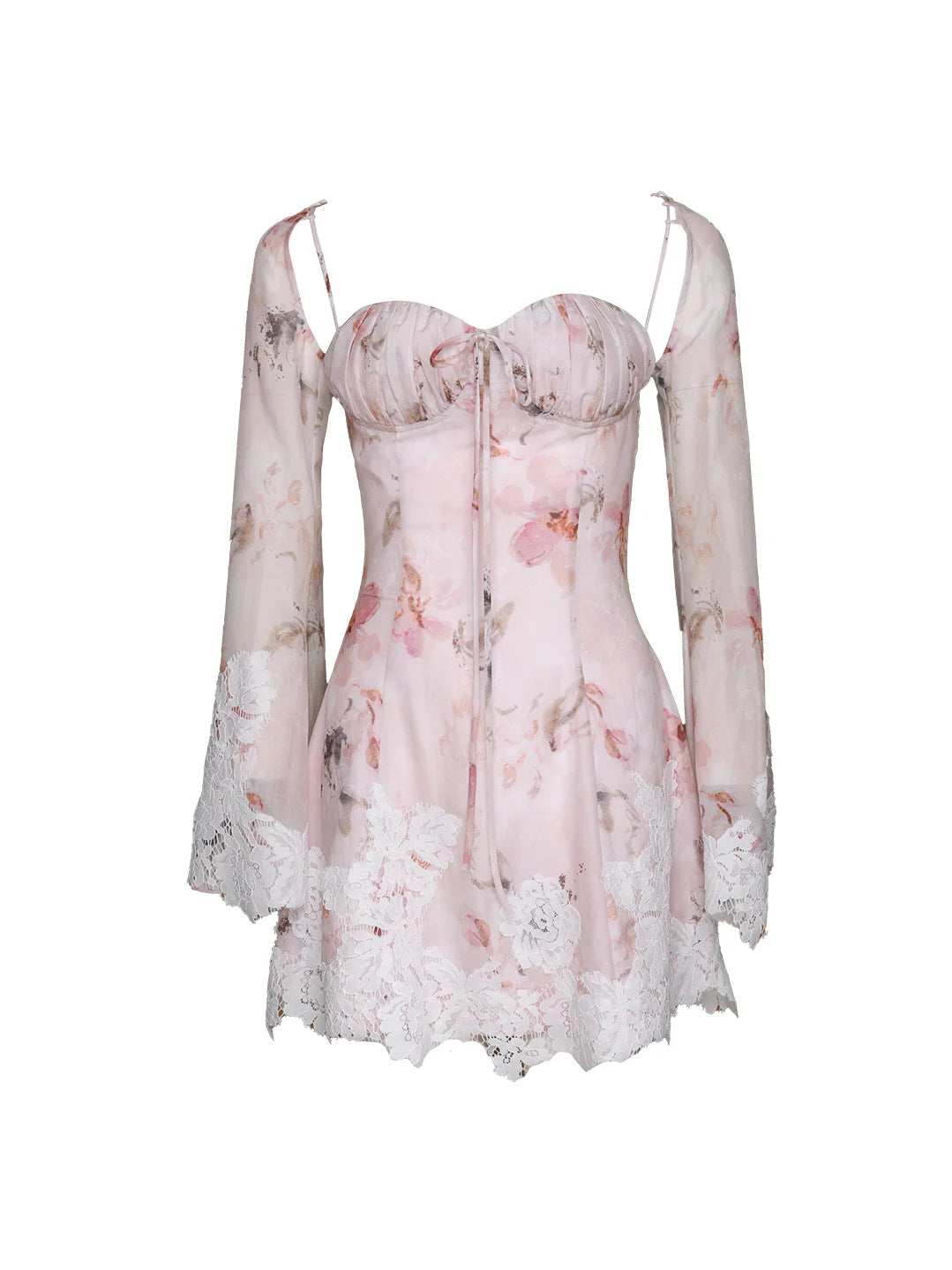 Blush Floral Lace-Trim Dress