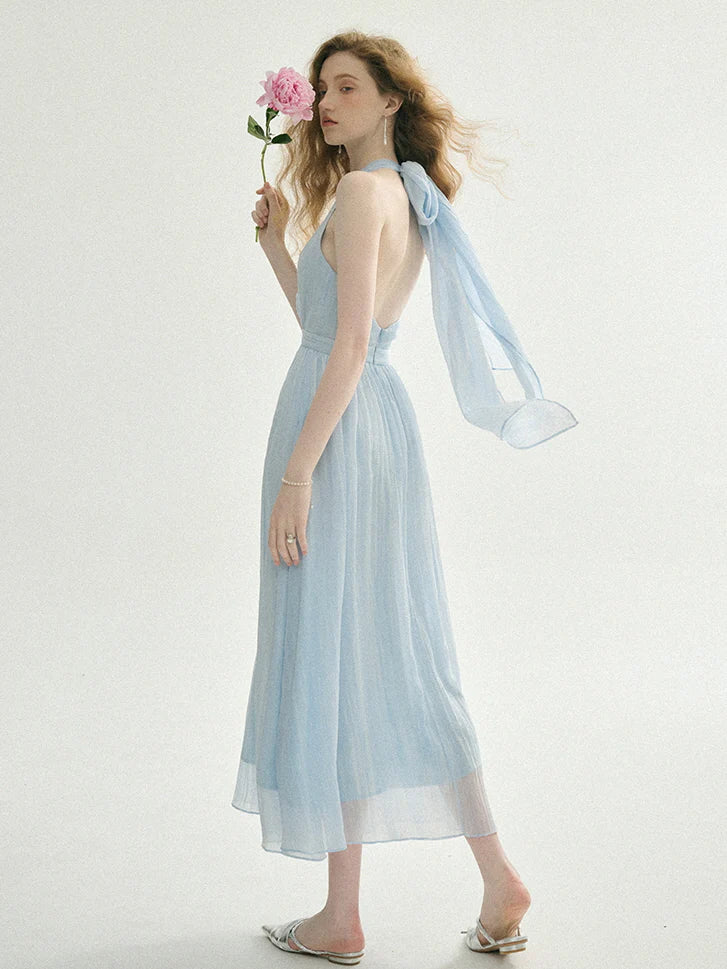 Ethereal Rosette Halter Dress