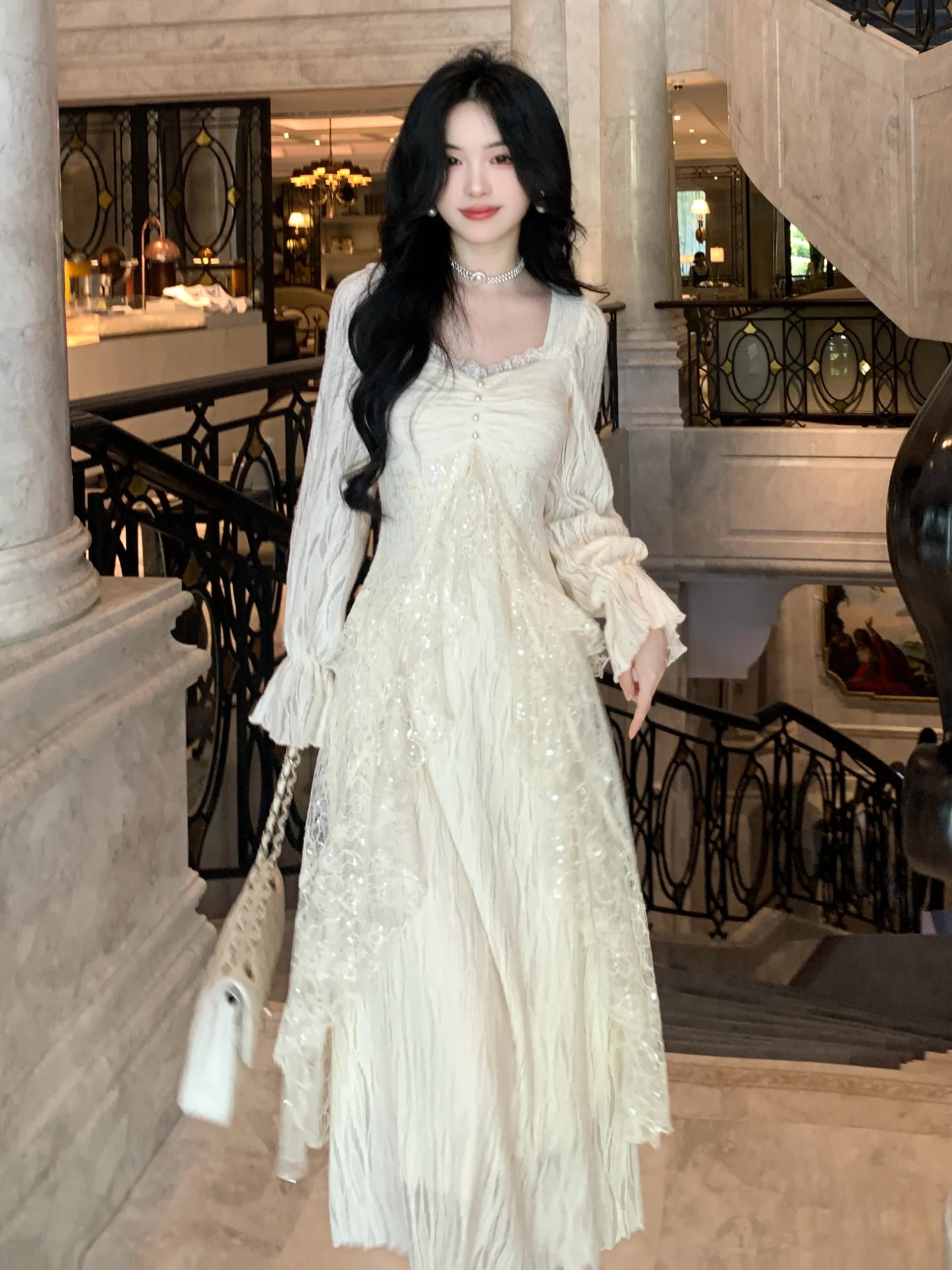 Ethereal Lace Sequin Dream Dress