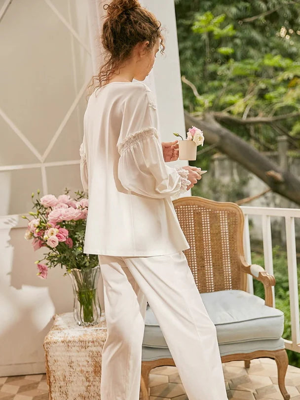 Vintage Soft Lace Cotton Pajama Set