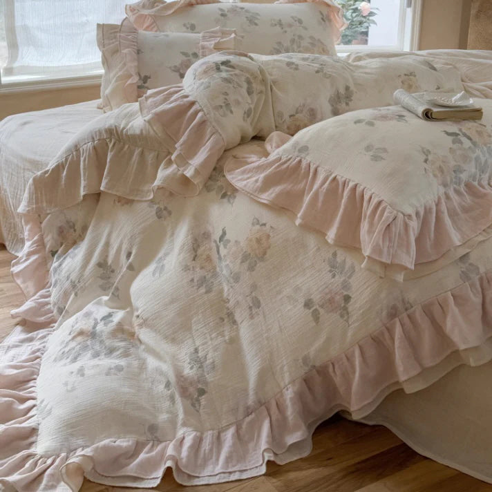 Blush Rose Vintage Floral Bedding Set
