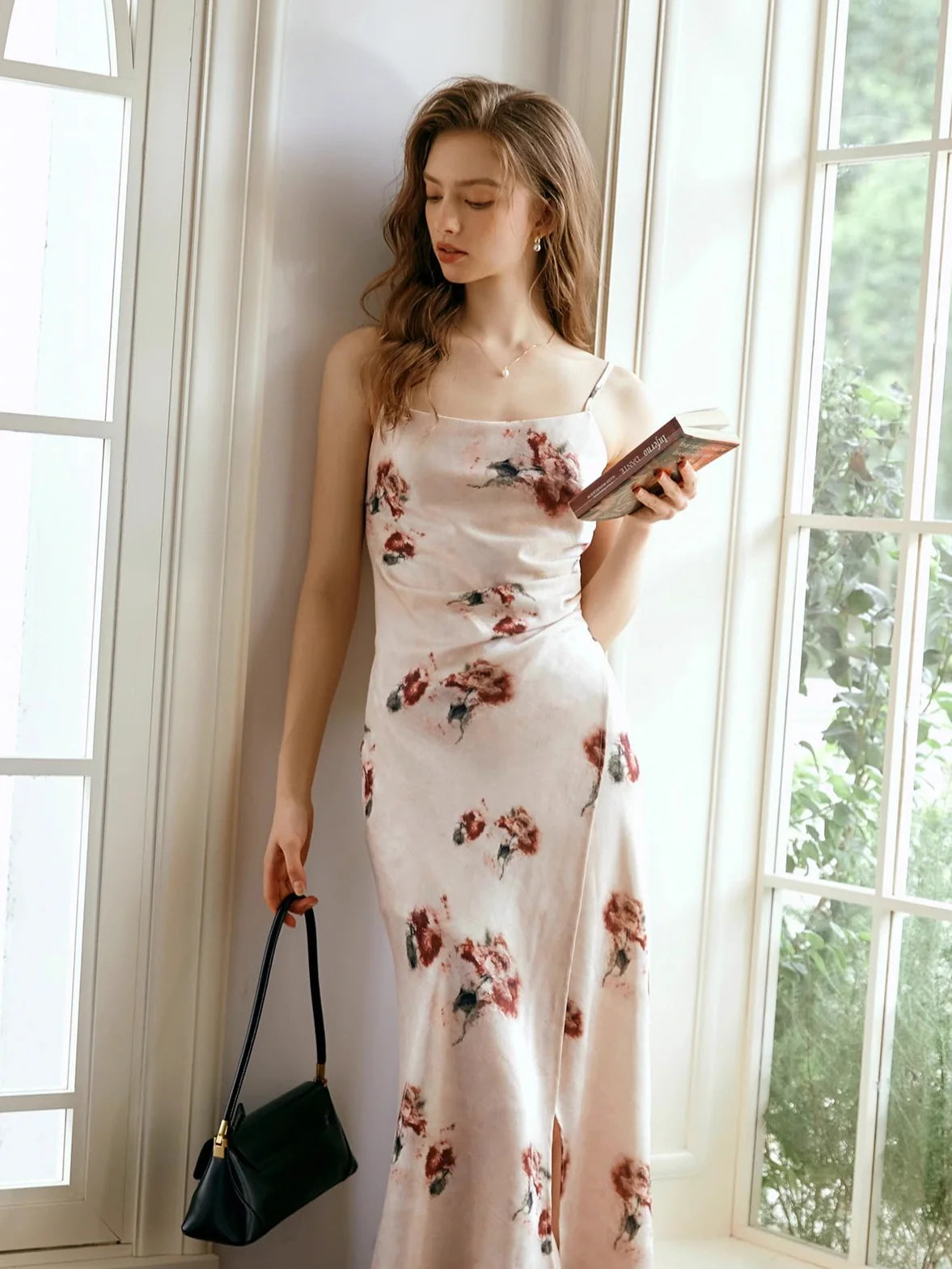 Romantic Floral Draped Slip Dress