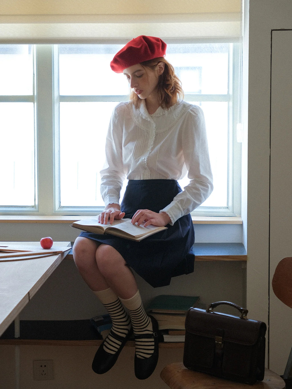 Vintage White Ruffle Collar Blouse