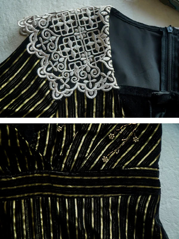 Golden Twilight Lace Dress