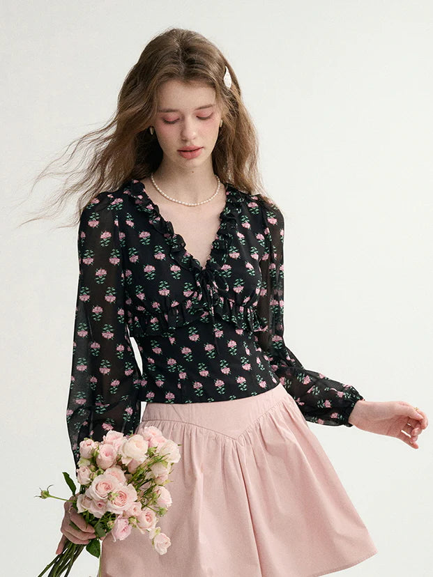 Midnight Rose Vintage Blouse