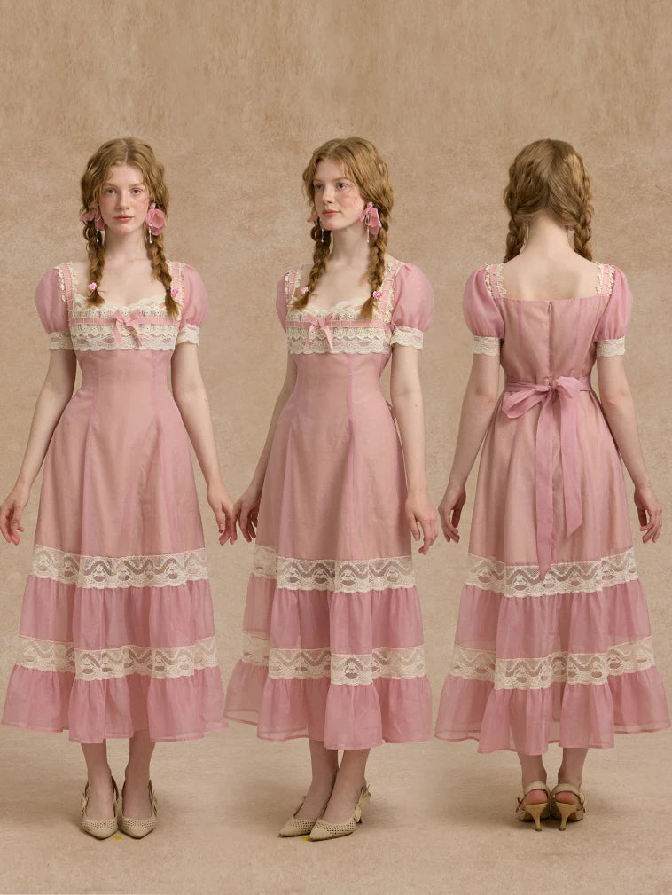 Blush Lace Ribbon Fairytale Dress