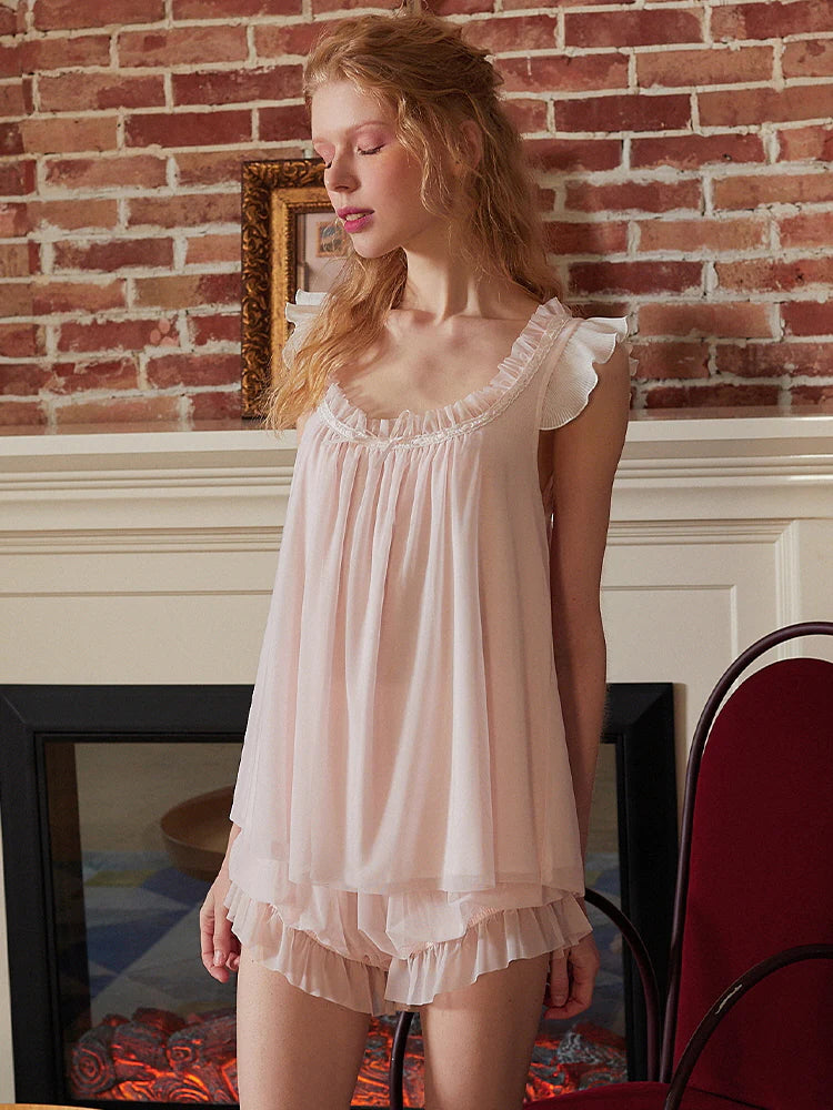 Dreamy Ruffle Sleeveless Pajama Set