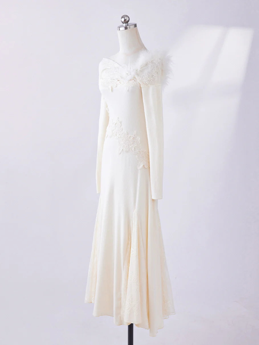 Winter Fairy Lace Feather Gown