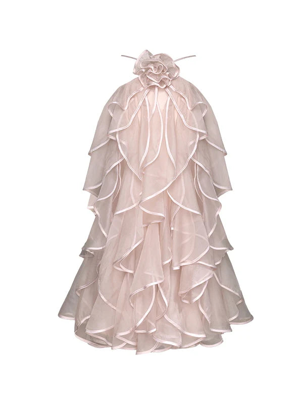 Blush Rose Ruffle Halter Dress