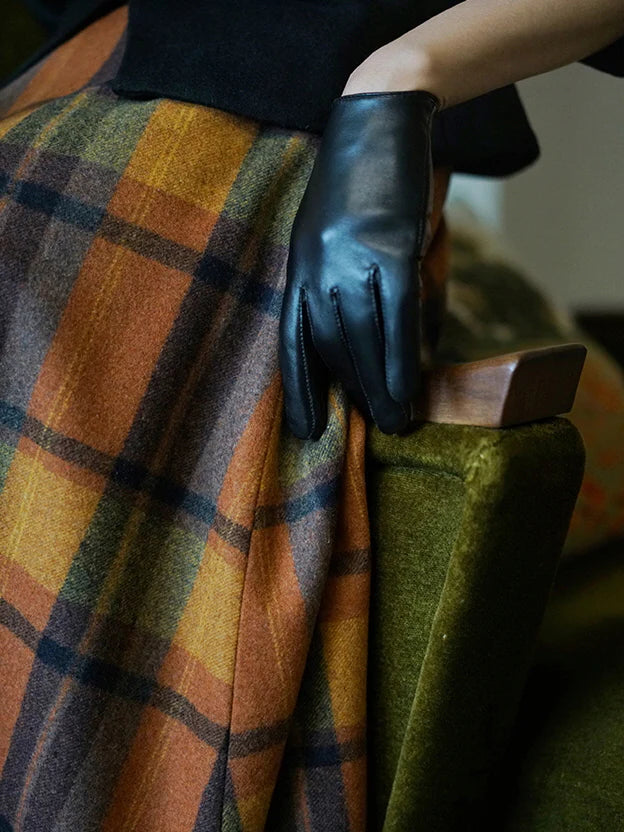 Vintage Autumn Wool Plaid Skirt
