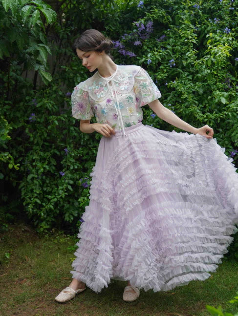 Whimsical Cloud Ruffle Skirt