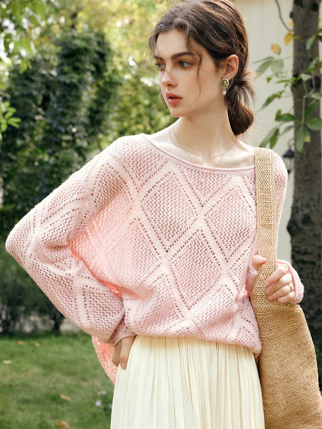 Blush Diamond Knit Loose Sweater