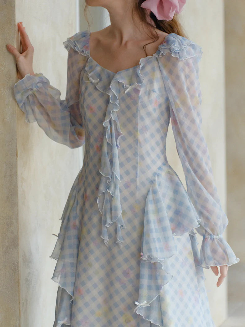 Blue Gingham Ruffle Dream Dress