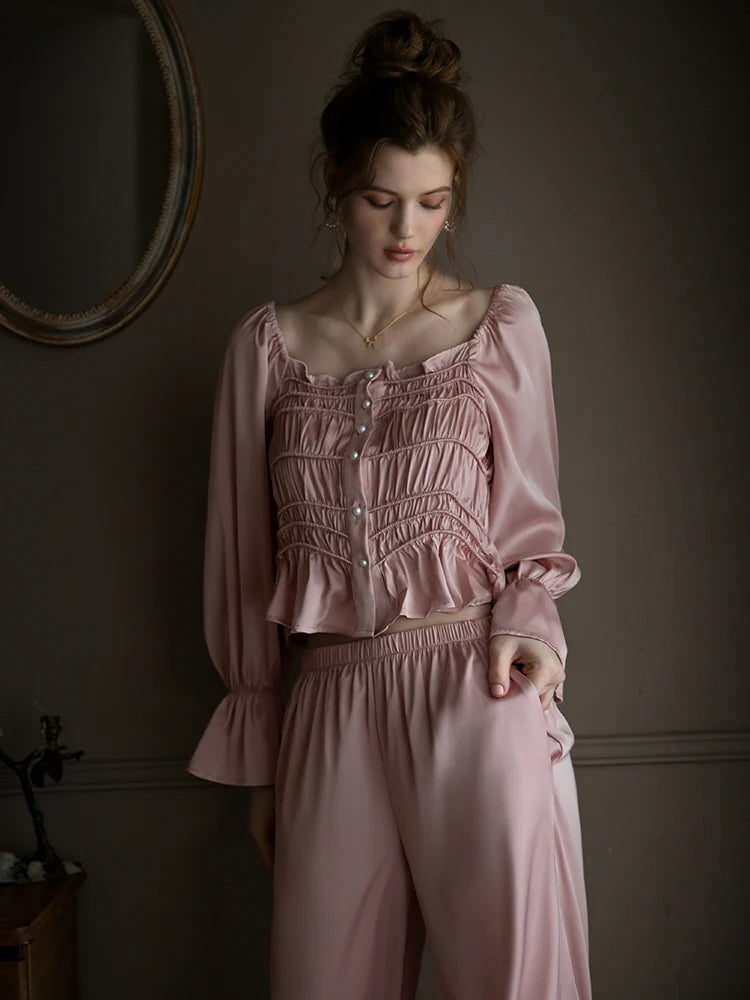 Pearl-Embellished Pink Lounge Set