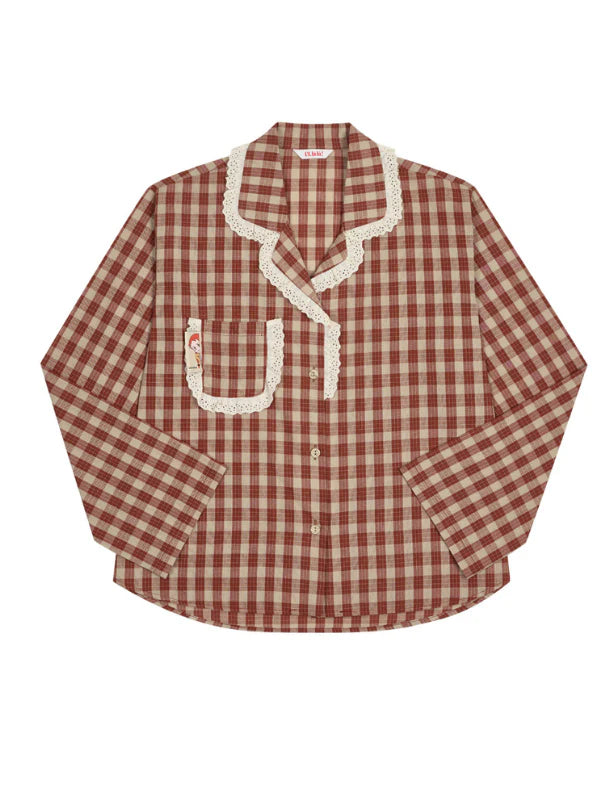 Rustic Checkered Lace Pajama Set