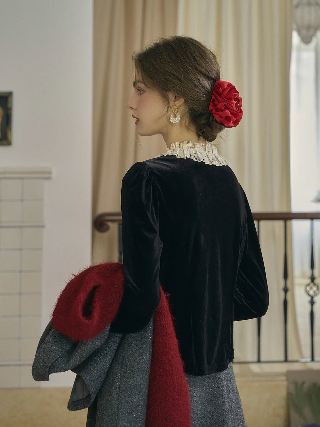 Velvet Elegance Vintage Blouse