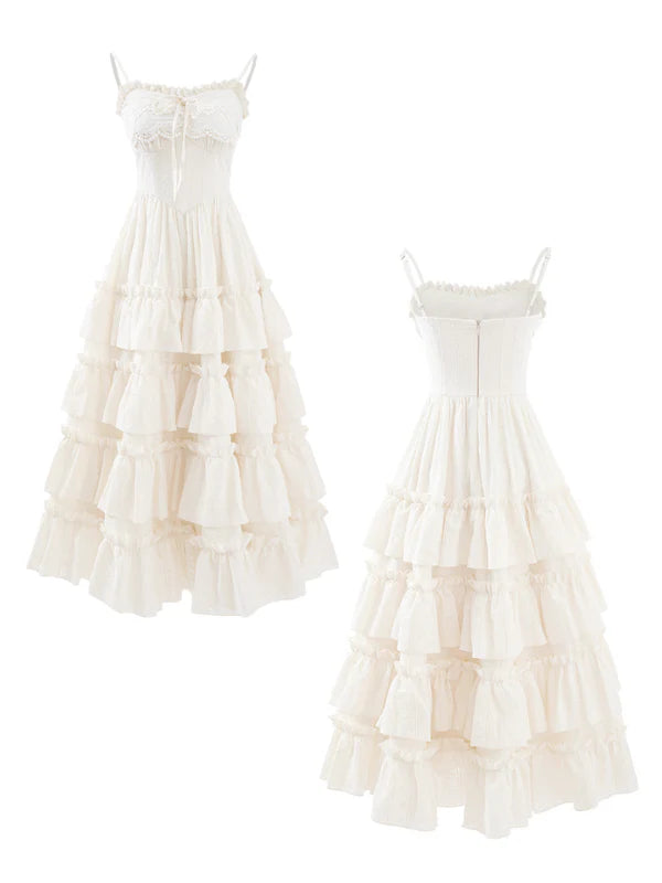 Ethereal Ivory Tiered Maxi Dress