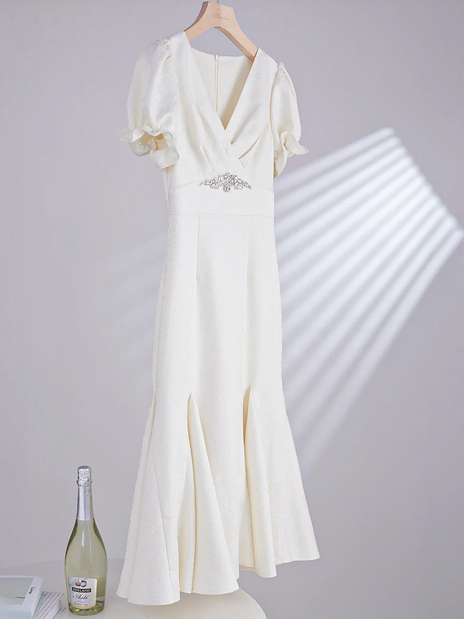 Cubic-Embellished Jacquard Princess Dress