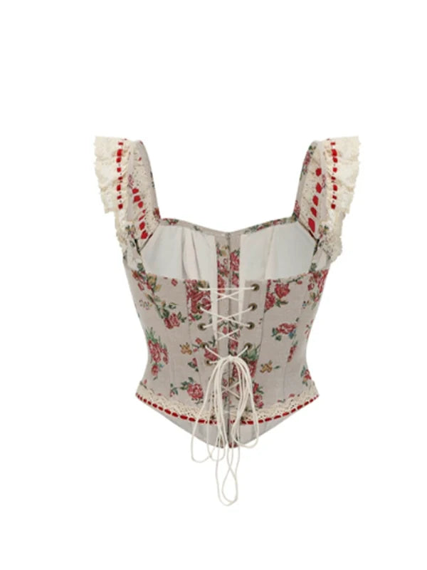 Classic Rose Lace Ribbon Corset