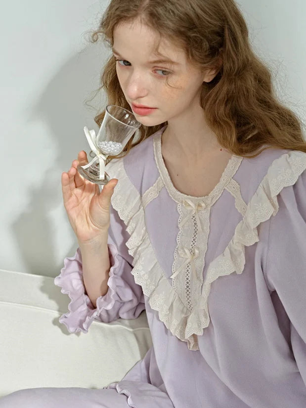 Romantic Velvet  Lace Pajama Set