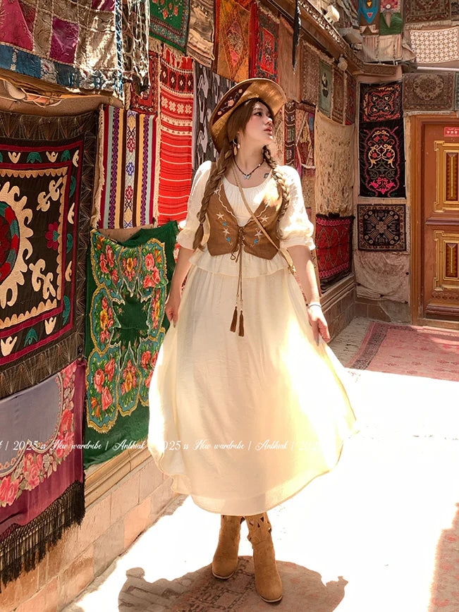 Western Prairie Embroidered Vest Dress