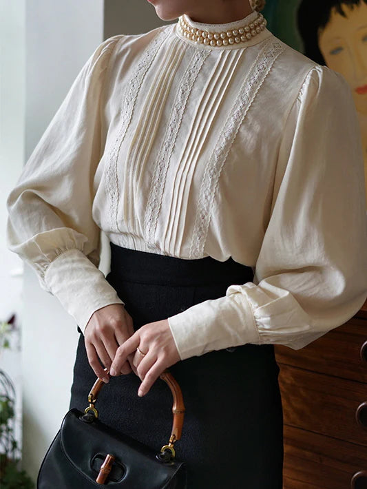 Victorian Elegance Lace Ivory Blouse