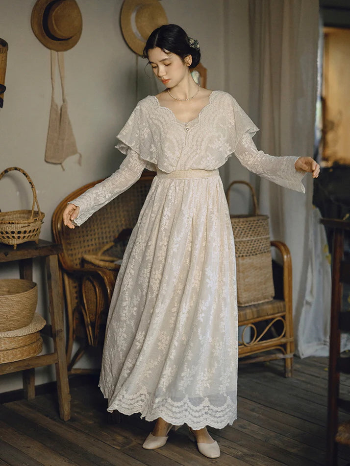 Cottagecore Lace Vintage Cotton Dress