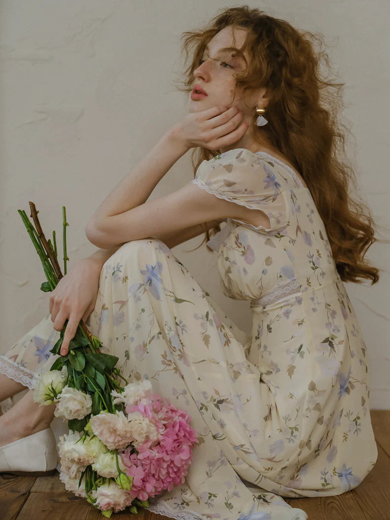 Fairy Garden Lace Trim Floral Dress