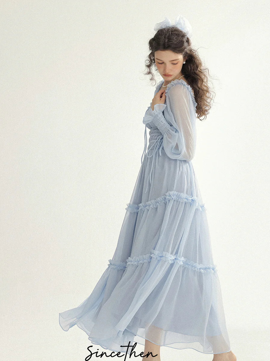 Fairy Light Blue Cloud Ruffle Dress