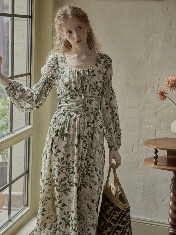Vintage Botanical Elegance Dress