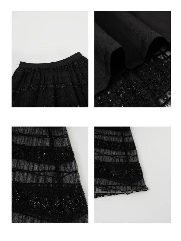 Midnight Rose Sequin Top & Glitter Mesh Skirt
