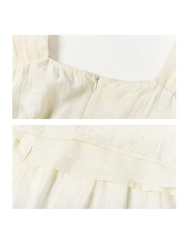 Floral Embossed Drawstring Dress