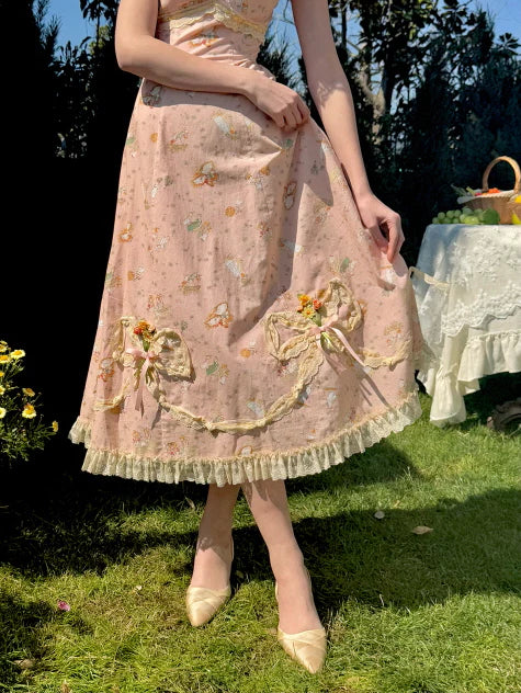 Whimsical Oil Painting Cottage Dress