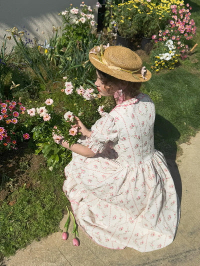 Strawberry Bloom Lace-Up Dress