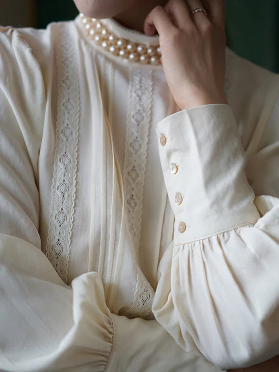 Victorian Elegance Lace Ivory Blouse