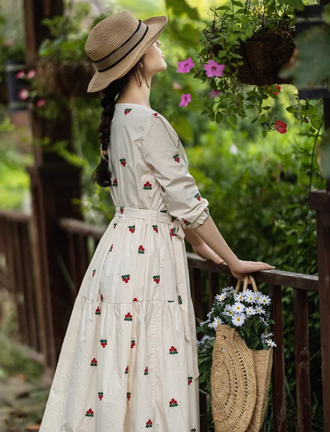 Springtime Serenade Embroidered Dress