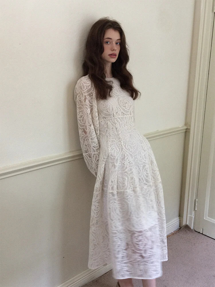 Vintage White Lace Elegance Dress
