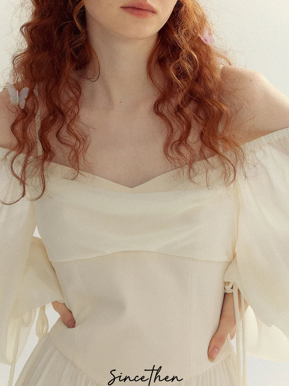 Ethereal Off-Shoulder Chiffon Dress
