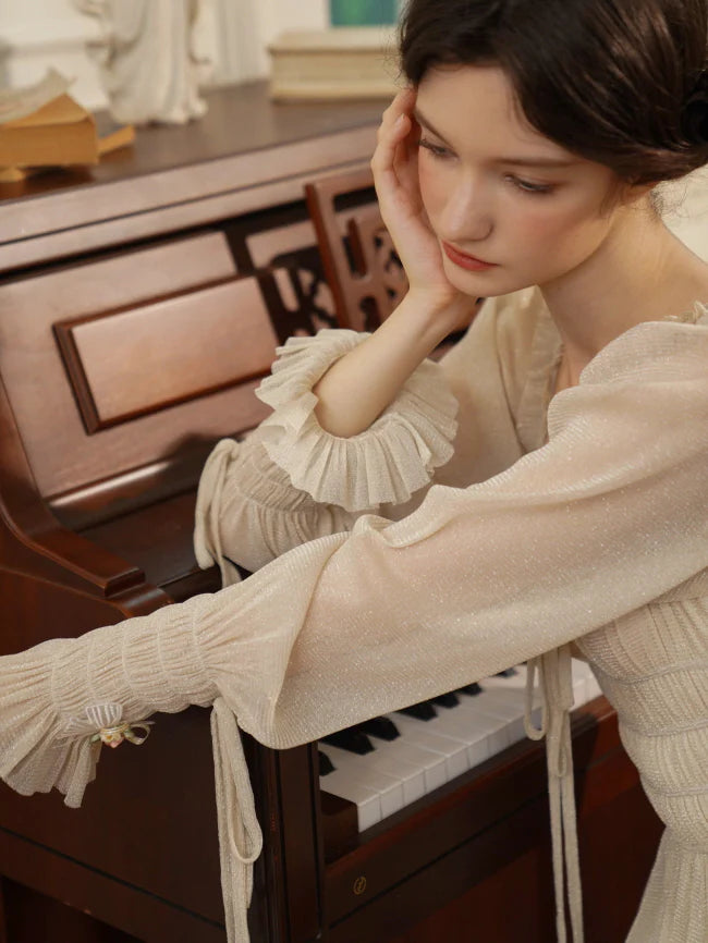 Beige Ruffle Verse Dress