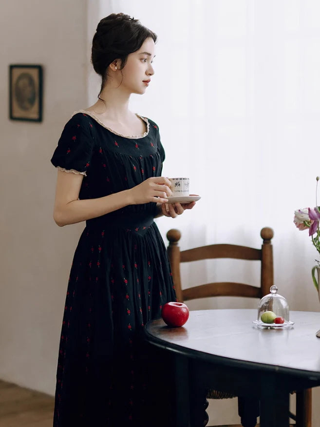 Midnight Rose Cotton Dress