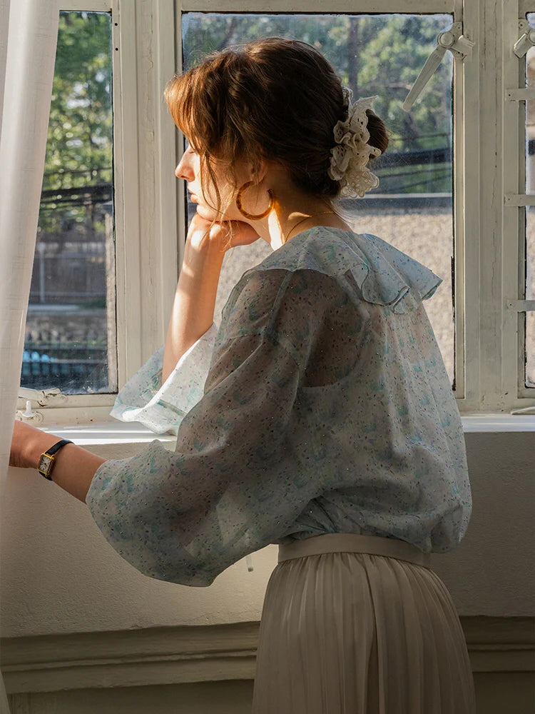 Ethereal Watercolor Sheer Blouse