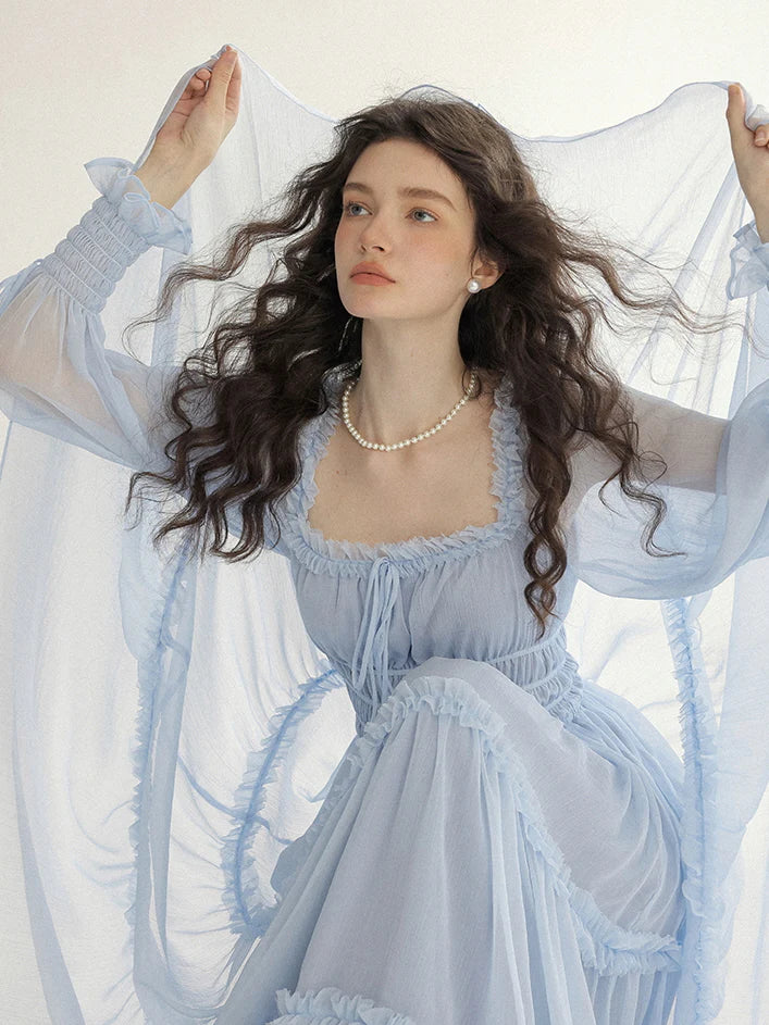 Fairy Light Blue Cloud Ruffle Dress