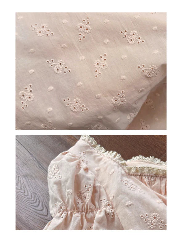 Blush Embroidered Cotton Tea Dress